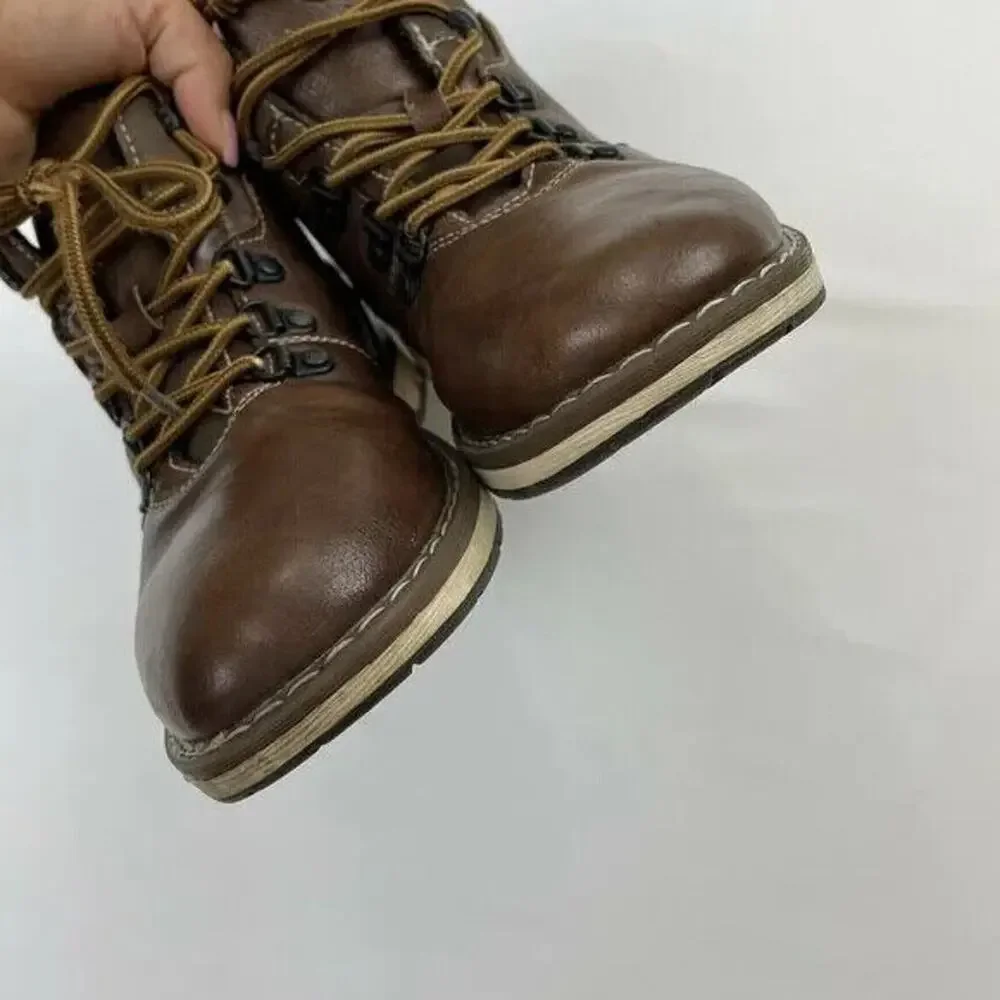 Xray Footwear Jonah Brown Combat Boots Boys Size 5 Faux Leather